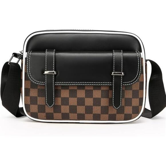 Mens Crossbody Bag PU Leather Shoulder Messenger Bag Travel Work Daily Purse - Picture 7 of 7